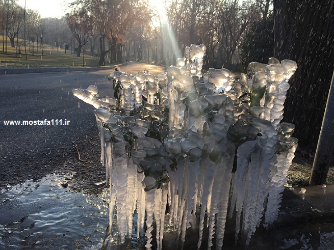 کریستال های یخ زمستان سرد و خشن و خشک