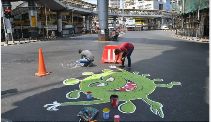 نقش ویروس کرونا بر خیابان های دهلی