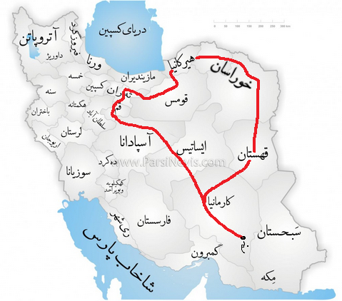 نقشه سفر طوافی به گرد دیار آشنای کویر