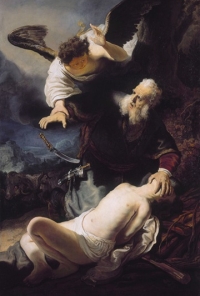 نقاشی از صحنه خیالی قربانی کردن اسماعیل در آستان خداوندی توسط ابراهیم